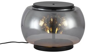 Candeeiro de Mesa Design Preto com Vidro Fumado 3-Luzes - Bino