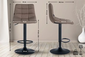 Banco de bar Jerry em tecido com estrutura preta 87-108,5 x 43 x 46,5 cm Castanho acinzentado