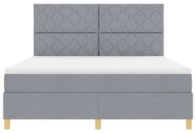 Cama Box Spring com Colchão e LED Cinza Claro 180x200 cm Tecido