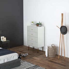 HOMCOM Cómoda de Quarto Moderna Cómoda de Madeira com 4 Gavetas e Pés