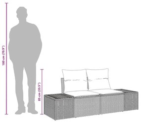 Sofá de Jardim com 2 Lugares e Armazenamento &amp; Almofadas Bege de Vime