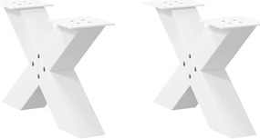 vidaXL Pés para mesa de centro em formato de X, 2 peças, branco, 50x(30-31) cm, aço