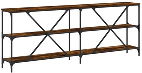 Mesa consola 200x30x75 cm deriv. madeira/ferro carvalho fumado