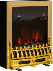 Lareira Elétrica Neo-Retro, 48,2 x 18,5 x 59,2 cm, Efeito de Chama Realista, Preto e dourada