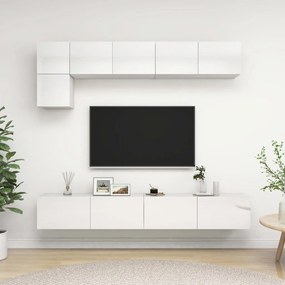 vidaXL 5 pcs conjunto móveis de TV derivados madeira branco brilhante