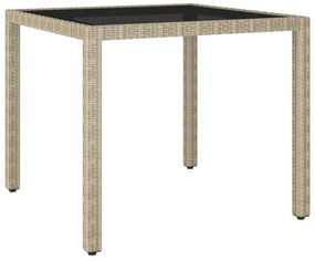 vidaXL Mesa de jardim 90x90x75 cm vime PE bege