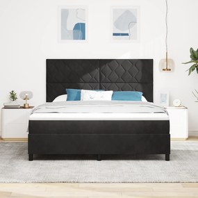 Cama Box Spring com Colchão Preta Super King Veludo