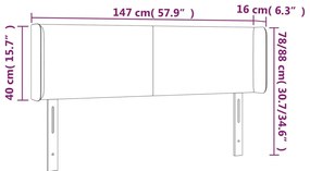 Cabeceira de cama c/ abas veludo147x16x78/88 cm cinzento-claro