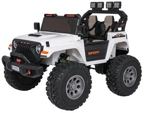 Carro elétrico para Crianças 2 Lugares Extreme Sport 4x4 24V Pneus Espuma EVA, assento couro ecológico Branco