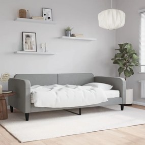 Sofá-cama com colchão 100x200 cm tecido cinzento-claro