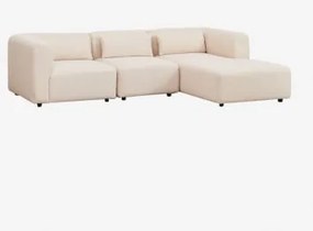 Sofá Modular Chaise Longue Direito De 3 Peças Fogler Tecido Pele De Borrego Bege Creme - Sklum