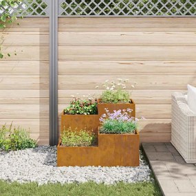 Jardineira vidaXL 80x80x60 cm em Aço Envelhecido