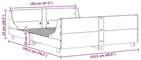 Estrutura cama c/ cabeceira 120x190 cm pinho maciço branco