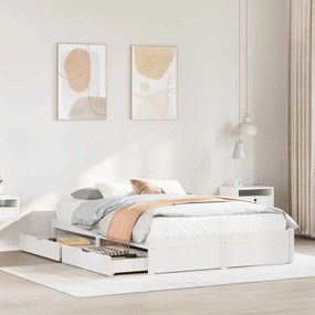 Cama sem colchão 160x200 cm madeira de pinho maciça branco
