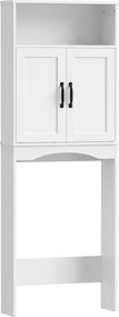 HOMCOM Armário sobre a Sanita, Móvel de Casa de Banho com 2 Portas de Fecho Suave e Prateleira Aberta, 64 x 21 x 173,5 cm, Branco | Aosom Portugal