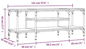 Móvel de TV 121x35x45 cm derivados de madeira/ferro preto