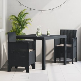 vidaXL Conjunto de Jantar de Jardim com Almofadas Antracite Polirattan