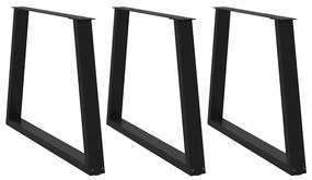 Mesa de jantar pernas 3pcs forma de V 100x(72-73,3)cm aço preto