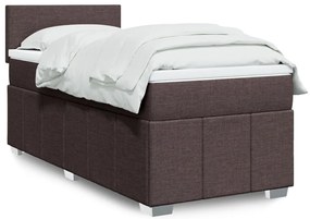 Cama com molas/colchão 80x200 cm tecido castanho-escuro