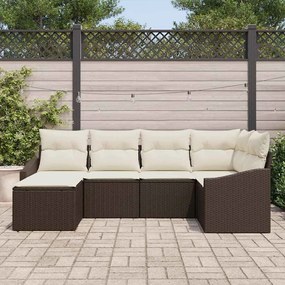 Conjunto de Jantar de Jardim com 6 Peças e Almofadas em Rattan Sintéti