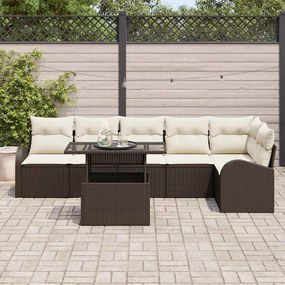 Conjunto de Sofá de Jardim vidaXL 7 Peças com Almofadas Ratan Poliéste