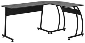 HOMCOM Secretária em Forma de L com Grande Espaço de Arrumação para Estúdio Escritório Estilo Moderno 112,5x152x74 cm Preto