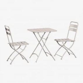 Conjunto De Mesa Dobrável (60 X 60 Cm) E 2 Cadeiras Dobráveis Janti Tapioca Bege - Sklum