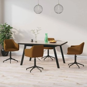 vidaXL Cadeiras de jantar giratórias 4 pcs veludo castanho
