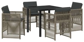 Conjunto de Jantar para Jardim com 5 Peças e Almofadas Cinzas de Ratta