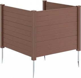 Conjunto com 3 painéis e privacidade para exterior e estacas metálicas 122 x 95 cm, em formato reto ou em U; cobertura para caixote do lixo, Castanho
