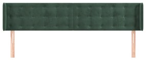 Cabeceira de cama c/ abas veludo 183x16x78/88cm verde-escuro