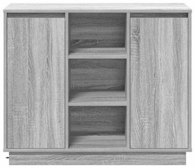 Sideboard com LED Cinza Sonoma 90x32x75 cm Madeira de Engenharia