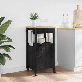 vidaXL Carrinho de Cozinha Preto 88,5 x 40 x 48 cm