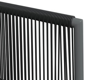 3 pcs conjunto jantar p/ jardim c/ almofadões vime PE/aço preto
