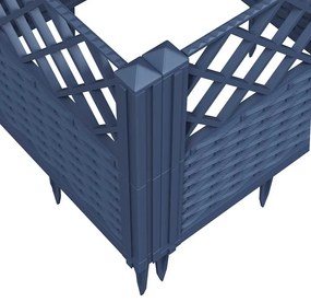 Vaso/floreira de jardim c/ estacas 43,5x43,5x43,5cm PP cinzento azul