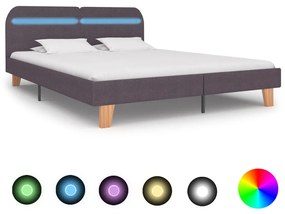 280915 vidaXL Estrutura cama c/ LEDs em tecido 180x200cm cinzento-acastanhado