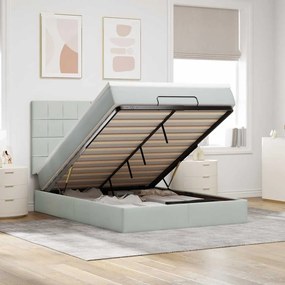 Estrutura de cama otomana com colchões 140x190cm cinzento claro