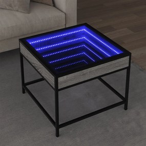 Mesa de centro luzes LED Infinity 50x50x41 cm cinzento sonoma