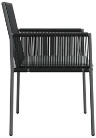 Cadeiras jardim c/ almofadões 6pcs 54x60,5x83,5cm vime PE preto