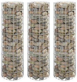 vidaXL Canteiro elevado/cesto gabião circular 3pcs Ø30x100cm aço galv.