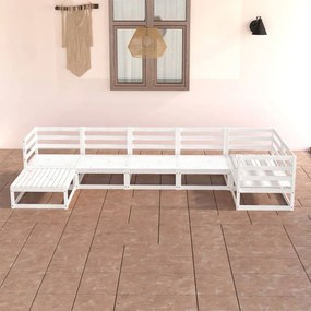 vidaXL 7 pcs conjunto lounge de jardim pinho sólido branco