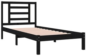 Estrutura cama de solteiro 90x190 cm pinho maciço preto