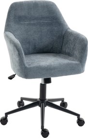 HOMCOM Cadeira de Escritório Ergonômica, Poltrona de Escritório em Chenille com Altura Ajustável, Função de Basculamento, Azul | Aosom Portugal
