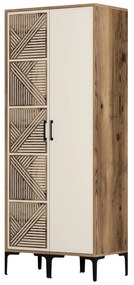 Roupeiro Kumsal PS – Nogueira e Creme – 80 cm x 47,5 cm x 201,4 cm