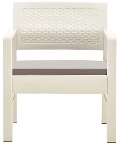 Conjunto lounge para jardim 3 pcs plástico branco
