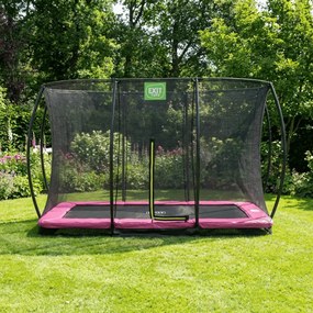 Trampolim retangular de solo Silhouette 214 x 305 cm com rede de segurança - rosa