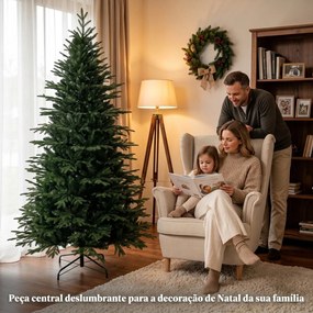 Árvore de Natal artificial 210 cm com 2080 Ramos Realistas Design Amplo e Ramos Articulados Verde