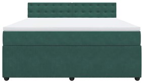 Cama com molas/colchão 180x200 cm veludo verde-escuro