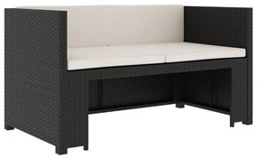 5 pcs conjunto lounge de jardim c/ almofadões vime PE preto