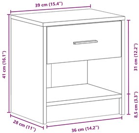 Mesa de cabeceira com gaveta 39x28x41 cm branco